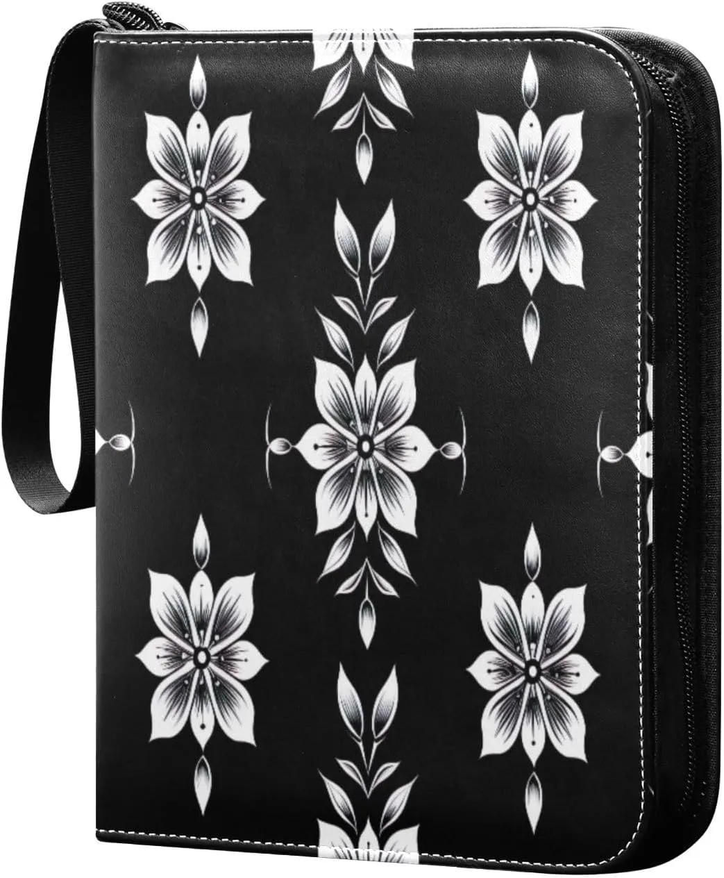 Simple Flower Pattern Card Binder 4-Pocket, 400 Pockets Trading Cards Holder Games Card Albums Storage Organizer Case for Football, Baseball Cards