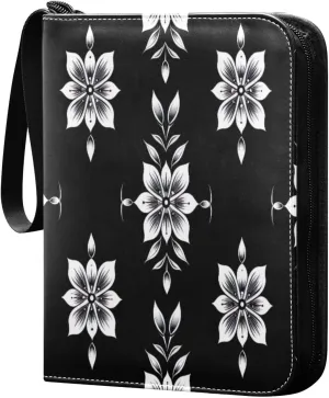 Simple Flower Pattern Card Binder 4-Pocket, 400 Pockets Trading Cards Holder Games Card Albums Storage Organizer Case for Football, Baseball Cards