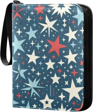 Simple Stars Card Binder 4-Pockets, 400 Pockets Card Holder with 50 Removable Sleeves, Trading Card Collector Zipper Album Holder, Collector Album