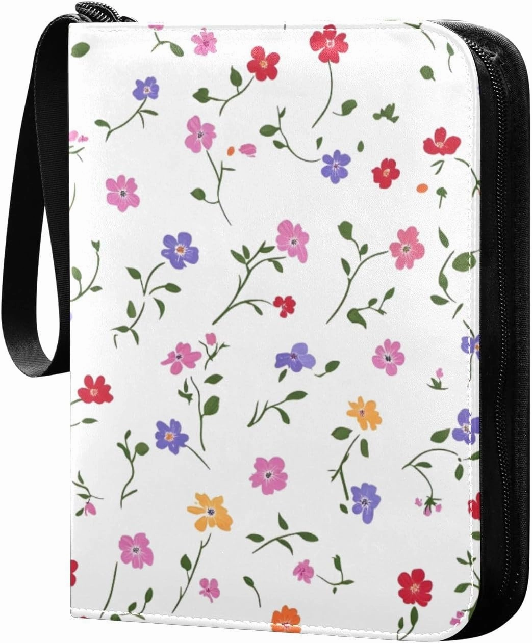 Simple Wildflower Card Binder 4-Pockets, 400 Pockets Card Holder with 50 Removable Sleeves, Trading Card Collector Zipper Album Holder, Collector Album