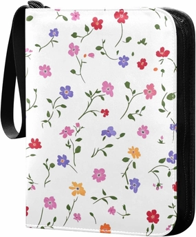 Simple Wildflower Card Binder 4-Pockets, 400 Pockets Card Holder with 50 Removable Sleeves, Trading Card Collector Zipper Album Holder, Collector Album