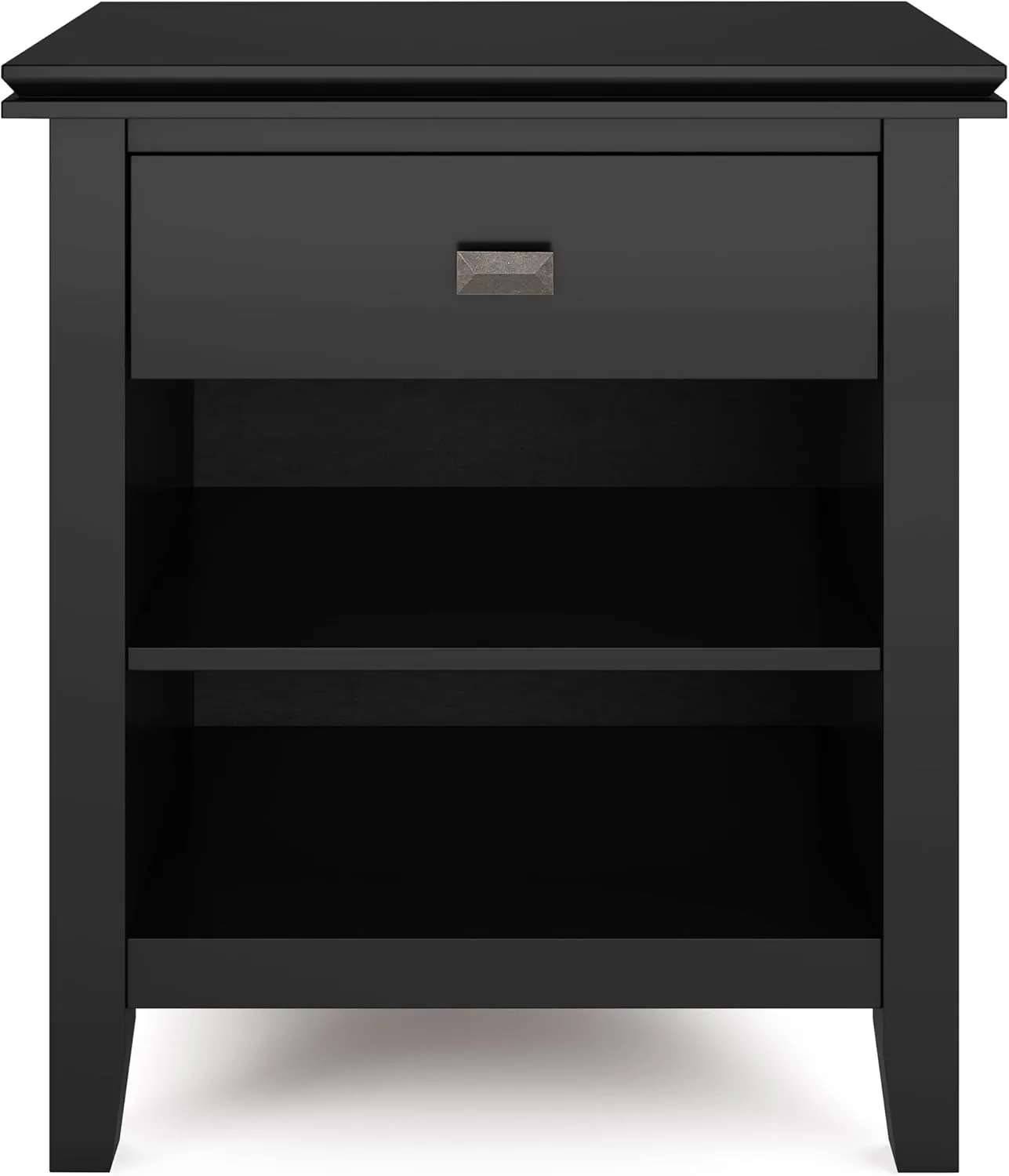 SIMPLIHOME Artisan Solid Wood 24 inch Wide Contemporary Bedside Nightstand Table in Black for The Living Room and Bedroom