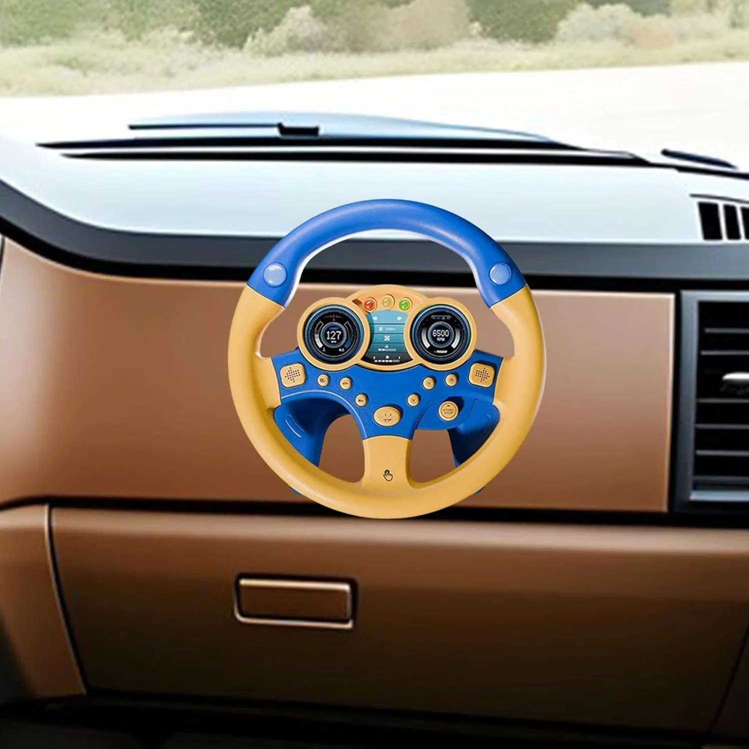 Simulated Driving Controller Simulation Steering Wheel Toy Interactive Steering Wheel Toy for Interaction 2 Years  , Blue