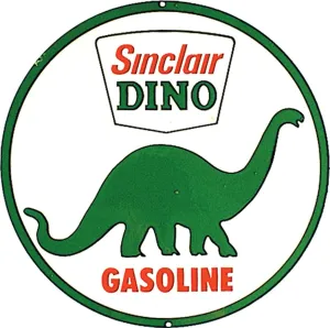 Sinclair Dinosaur Round Tin Sign Vintage Garage Signs Man Cave Decor Gas Station Signs 12"x12"