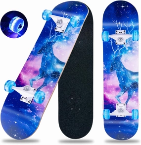 Skateboard,31 x 8 inch Complete Skateboards for Beginners,8 Layer Maple Concave Cruiser Trick Skate Board for Kids,Teens,Adults
