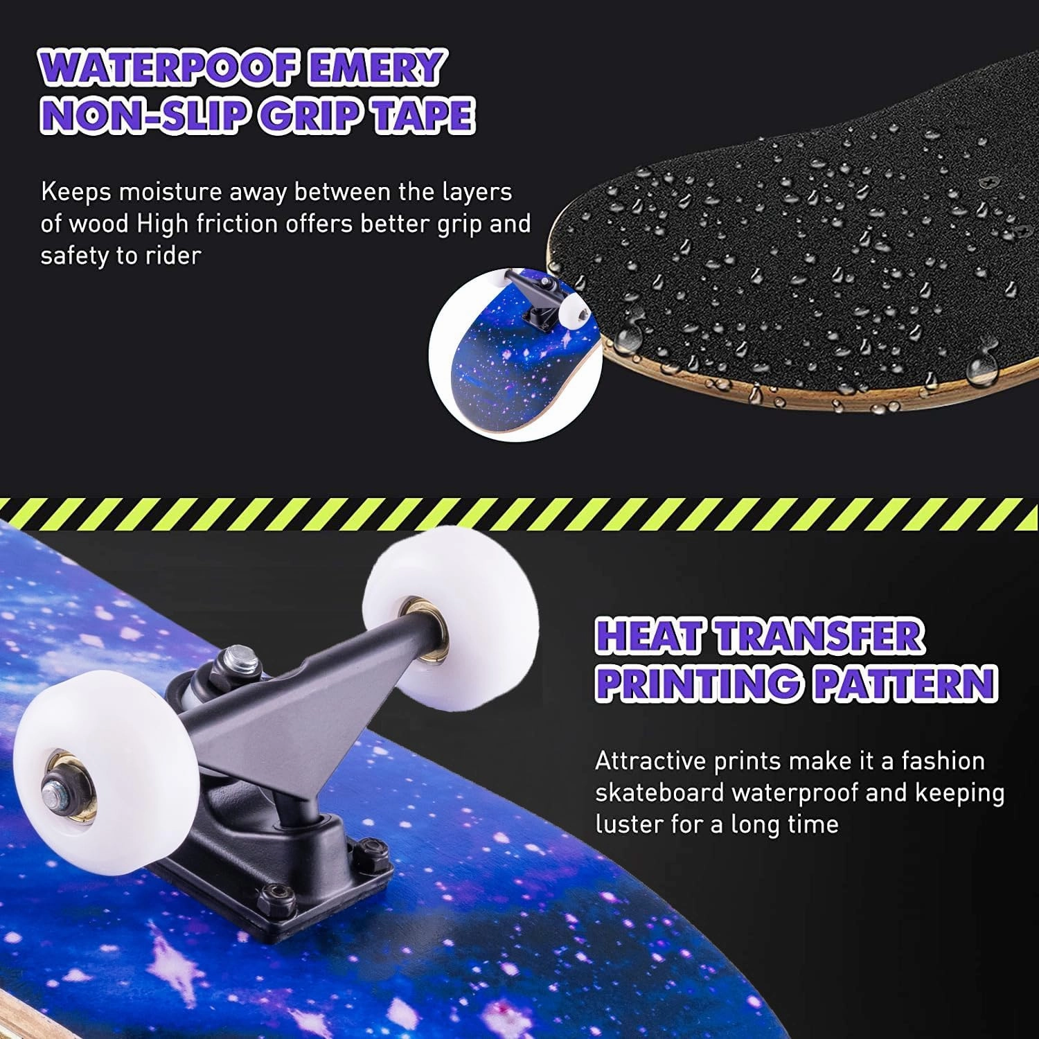 Skateboard,31 x 8 inch Complete Skateboards for Beginners,8 Layer Maple Concave Cruiser Trick Skate Board for Kids,Teens,Adults