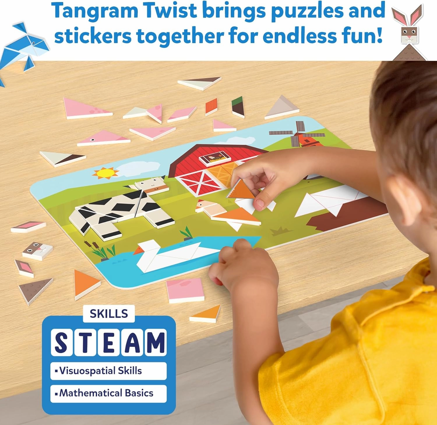 Skillmatics Tangram Sticker Puzzles - Educational Art & Craft Activity with 150  Foam Tangram Stickers, Creative Toys & Games for Boys & Girls Ages 4, 5, 6, 7