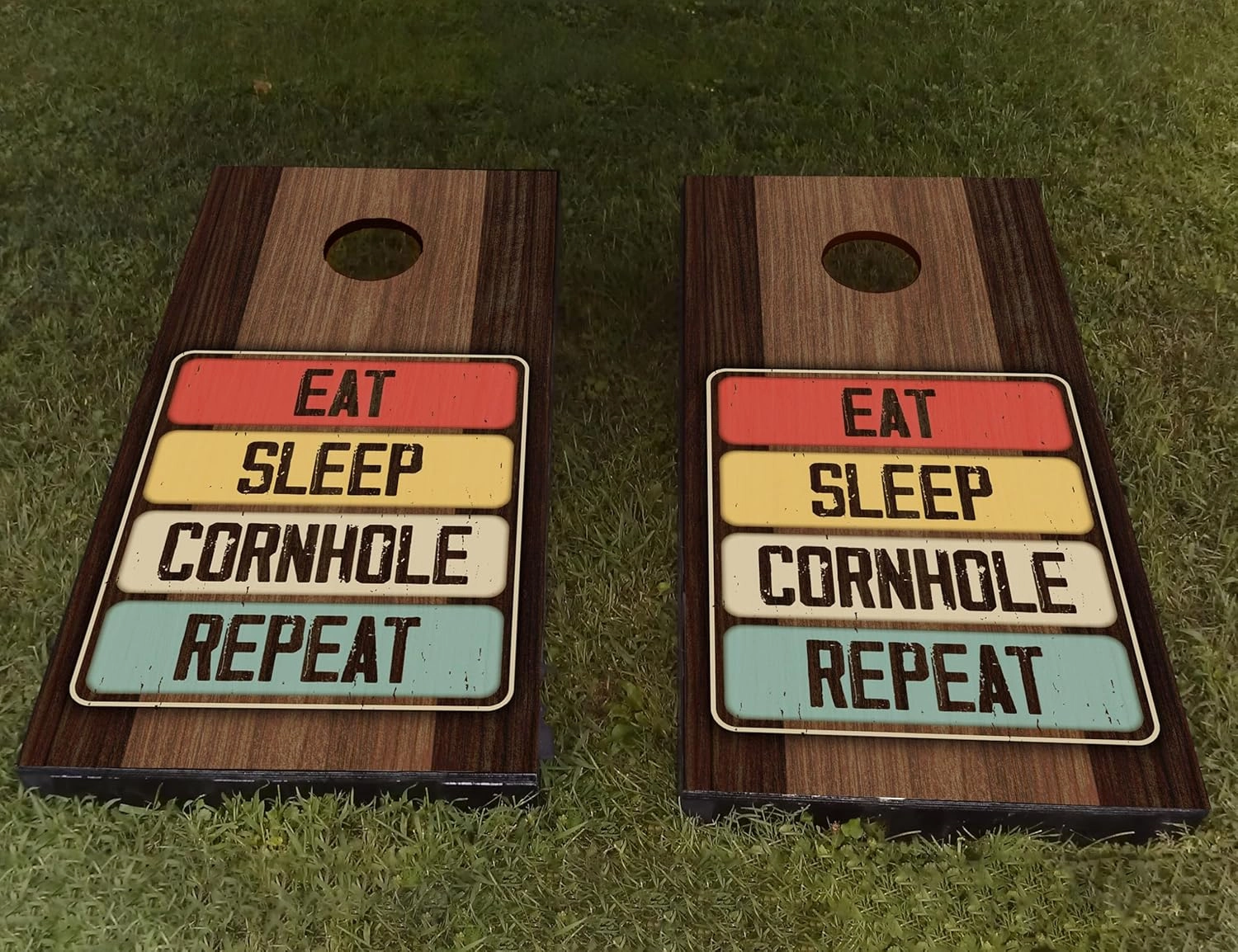 Skin Decal Vinyl Wrap for Cornhole Game Board (Eat. Sleep. Cornhole.)