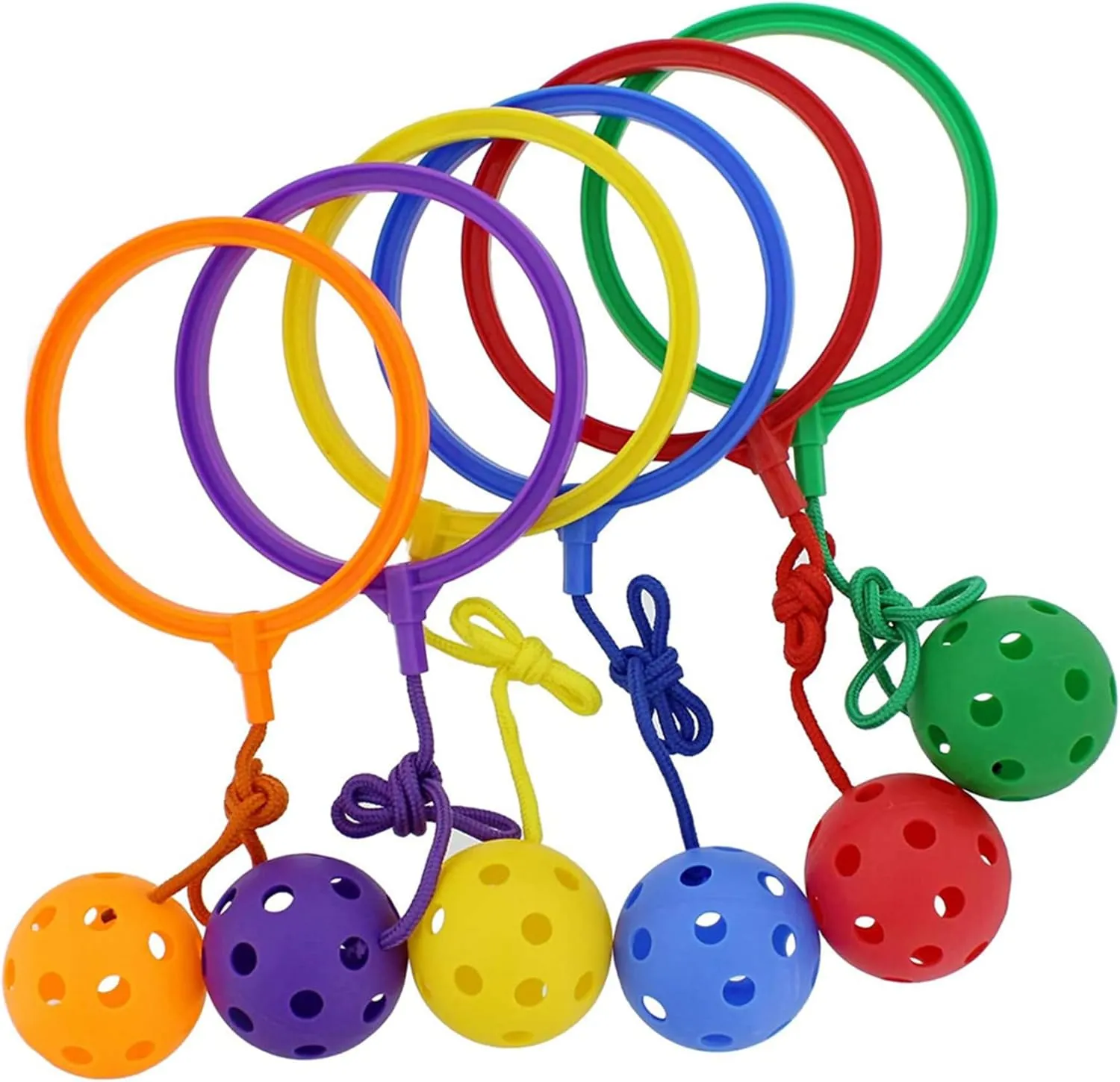 Skip Ball Ankle Toy for Kids,6Pcs Foldable Flash Wheel Skip Ball,Jumping Ring Toy Coordination Fitness Sports Ball Set for Boys Girls