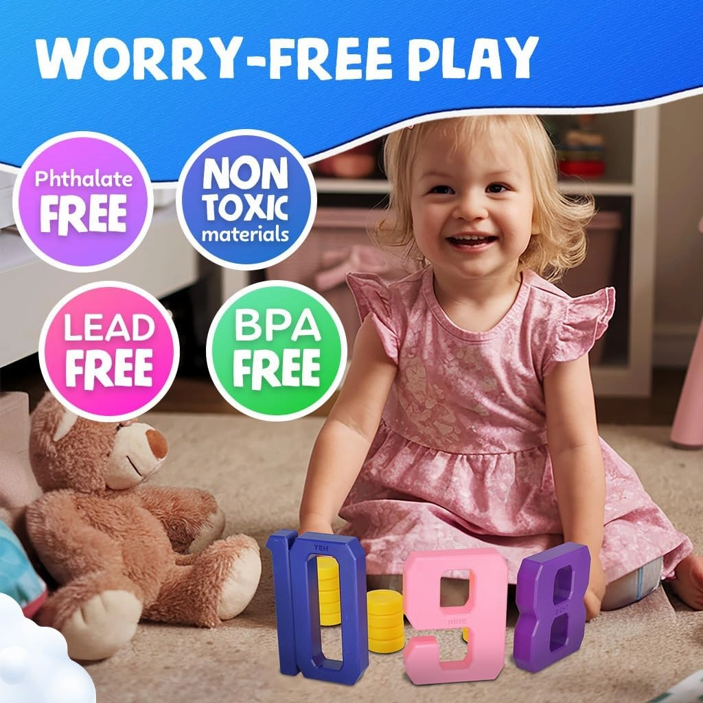 Skoolzy 44 Pc Counting Coins & Learning Set – Montessori Math Development Kit for 18 Months 