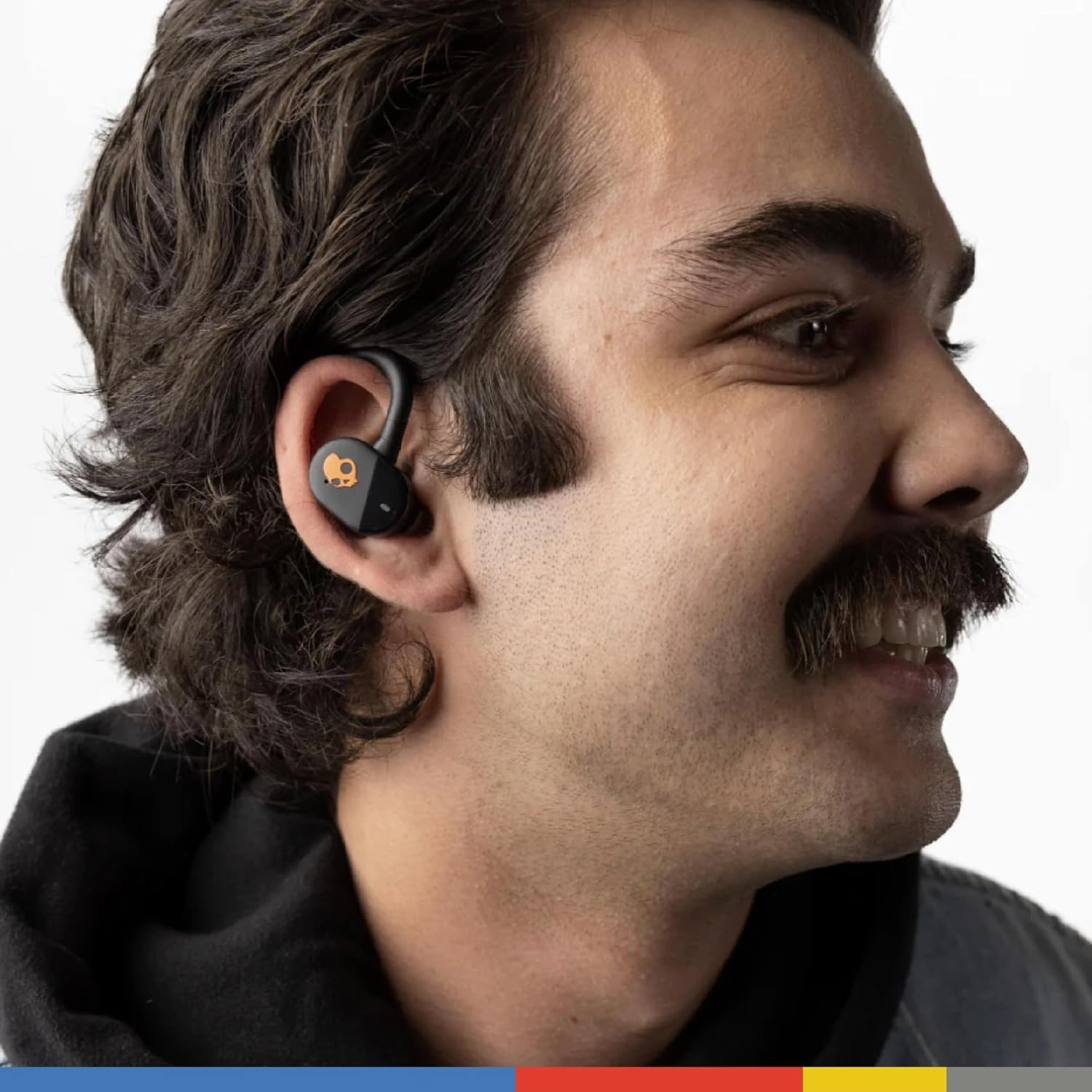 Skullcandy Push Play Active Wireless Earbuds, Bluetooth Headphones, Noise Isolating, 34 Hrs Battery, Secure-Fit Over-Ear Hanger, Sweat Water Resistant, Microphone for iPhone Android - Black/Orange​