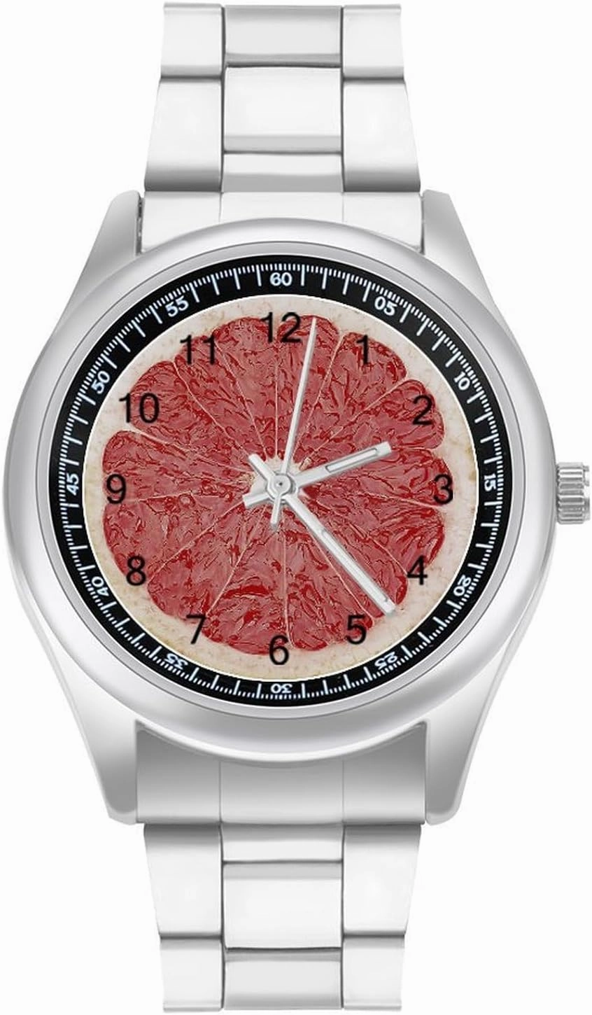 Slice of Grapefruit Casual Wrist Watches for Men Classic Business Dress Watch Big Face for Work Gym