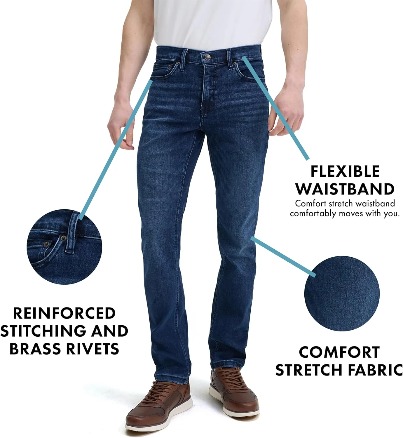 Slim Fit Mens Jeans – Stretch Fabric Tapered Pants for Men – Premium Comfort Casual Wear and Work Attire