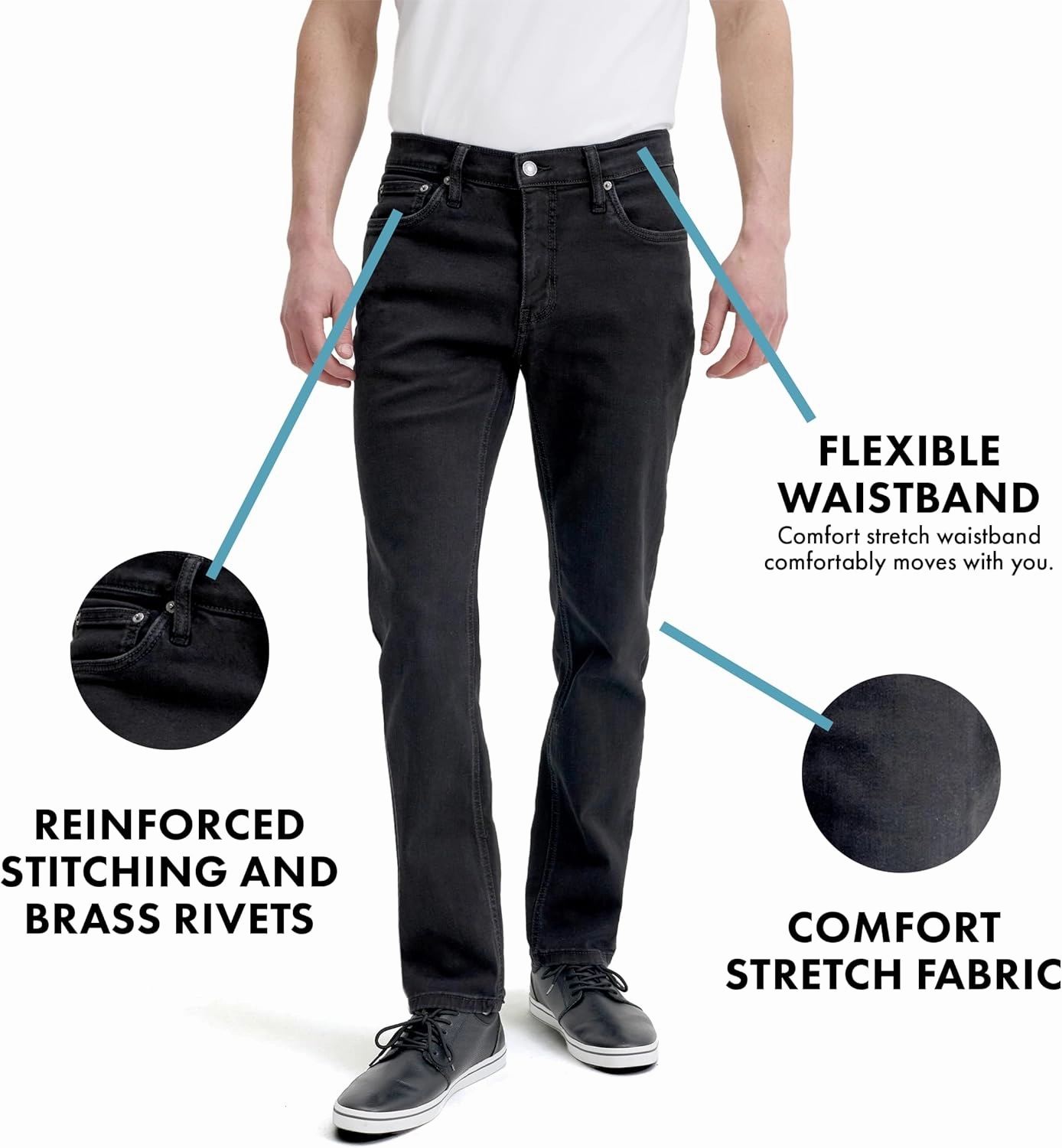 Slim Fit Mens Jeans – Stretch Fabric Tapered Pants for Men – Premium Comfort Casual Wear and Work Attire