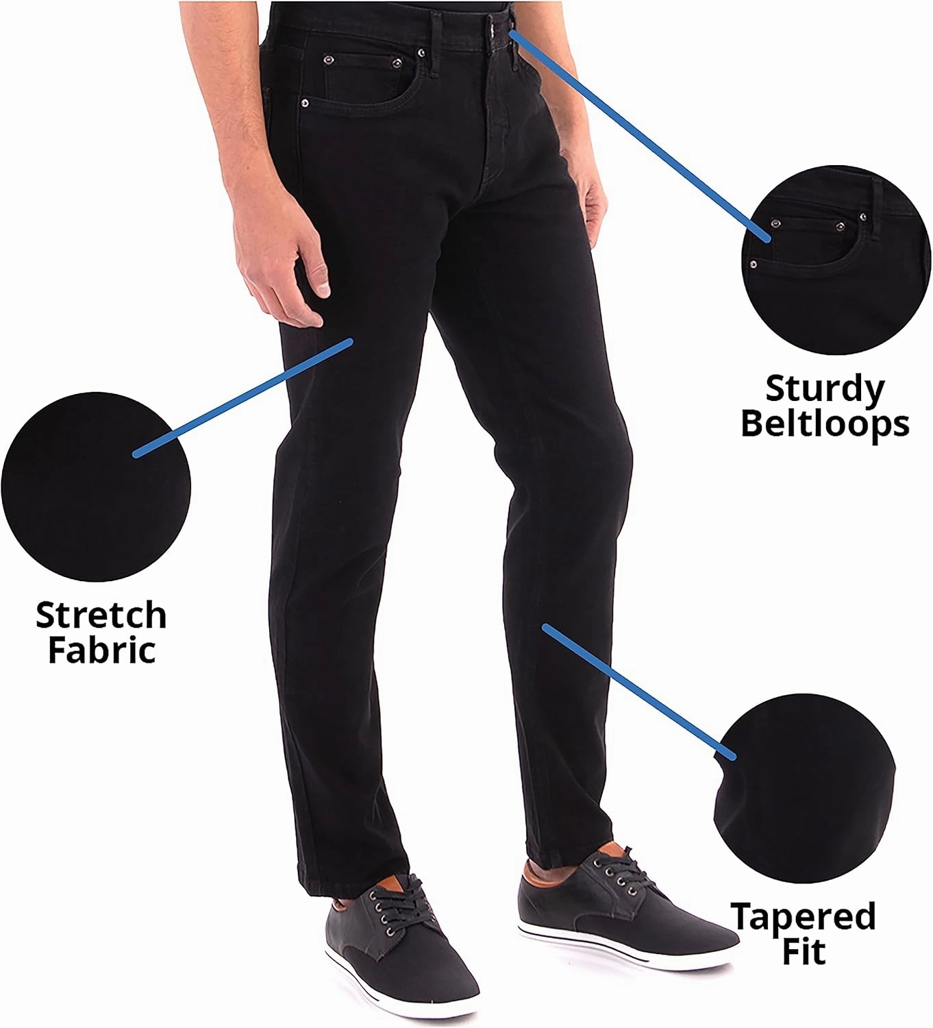 Slim Fit Mens Jeans – Stretch Fabric Tapered Pants for Men – Premium Comfort Casual Wear and Work Attire