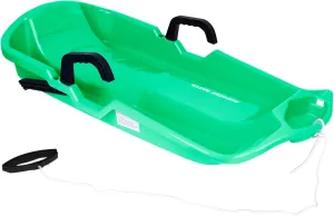 Slippery Racer Downhill Thunder Flexible Kids Toddler Plastic Toboggan Snow Sled with Built in Brake System, Pull Rope, & Handle Grips
