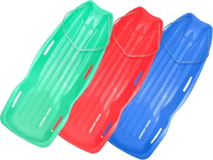Slippery Racer Downhill Xtreme Flexible Adults and Kids Plastic Toboggan Snow Sled for up to 2 Riders with Pull Rope and Handles. (RED/Blue/Green, 3)