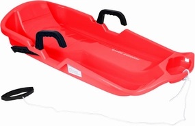 Slippery Racer Downhill Thunder Flexible Kids Toddler Plastic Toboggan Snow Sled with Built in Brake System, Pull Rope, & Handle Grips