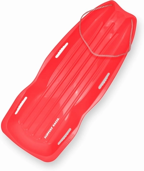 Slippery Racer Downhill Xtreme Flexible Adults and Kids Plastic Toboggan Snow Sled for up to 2 Riders with Pull Rope and Handles.