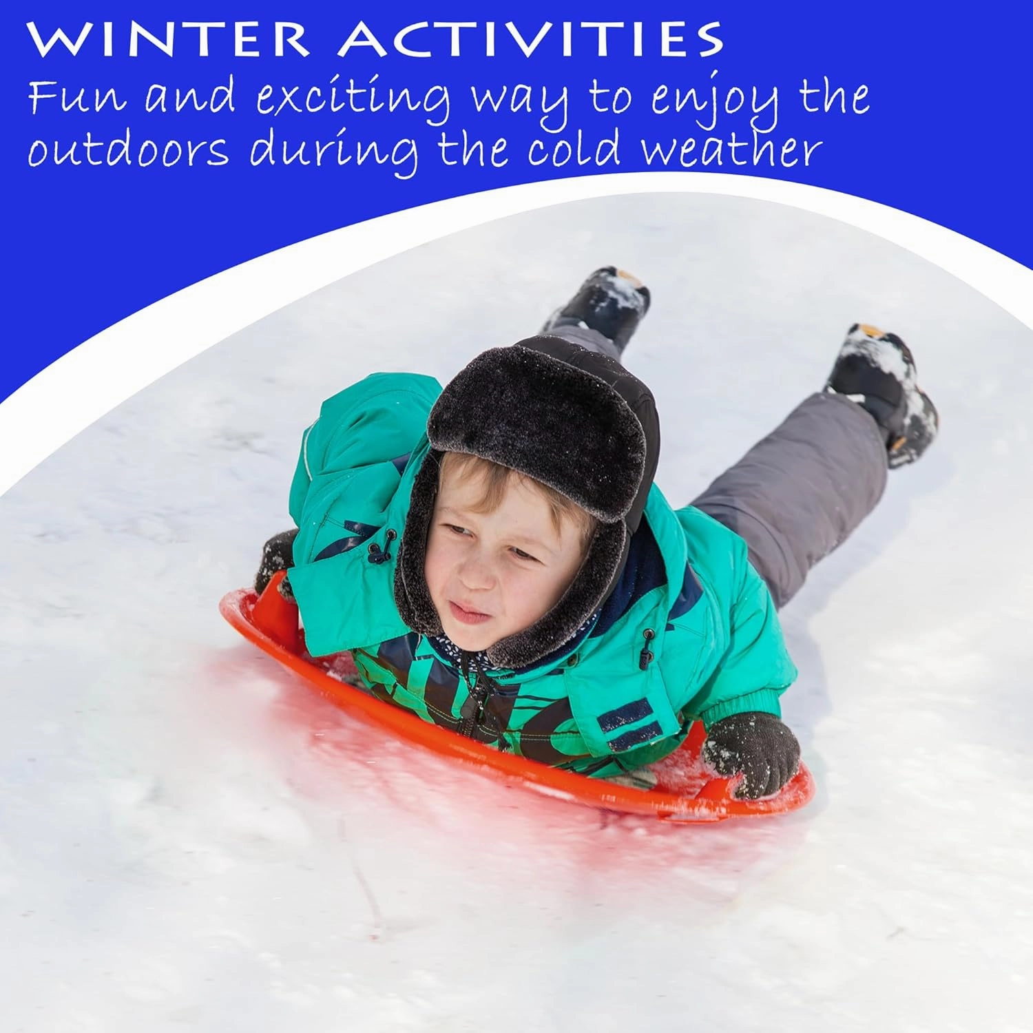 Slippery Racer Heavy-Duty Cold Weather Downhill Pro Adults and Kids Plastic Outdoor Winter Saucer Disc Snow Sleds with Handles.