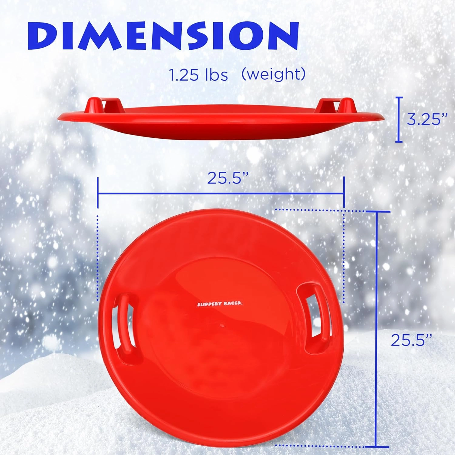 Slippery Racer Heavy-Duty Cold Weather Downhill Pro Adults and Kids Plastic Outdoor Winter Saucer Disc Snow Sleds with Handles.