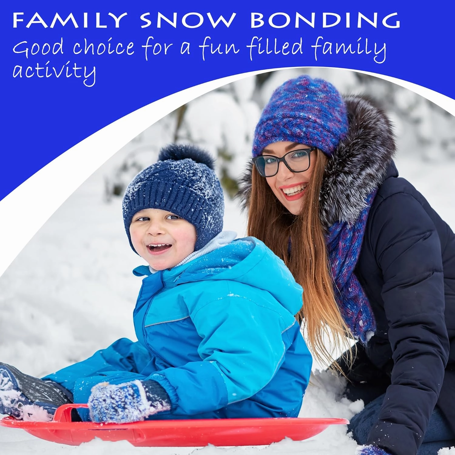 Slippery Racer Heavy-Duty Cold Weather Downhill Pro Adults and Kids Plastic Outdoor Winter Saucer Disc Snow Sleds with Handles.