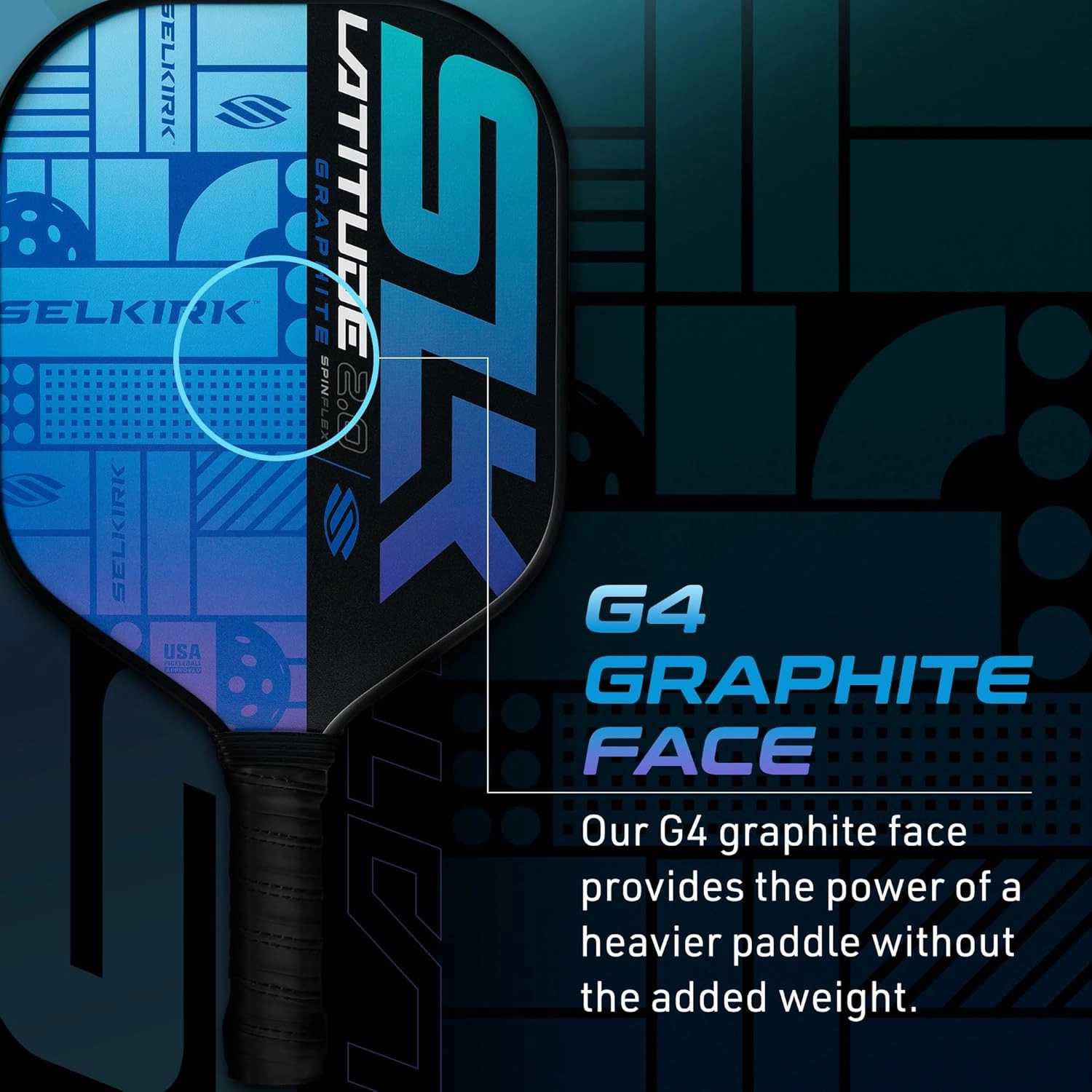 SLK Latitude 2.0 Pickleball Paddle | G4 Graphite Pickleball Paddle Face | Rev-Core  Technology with SpinFlex Surface | Redesigned for Performance and Control