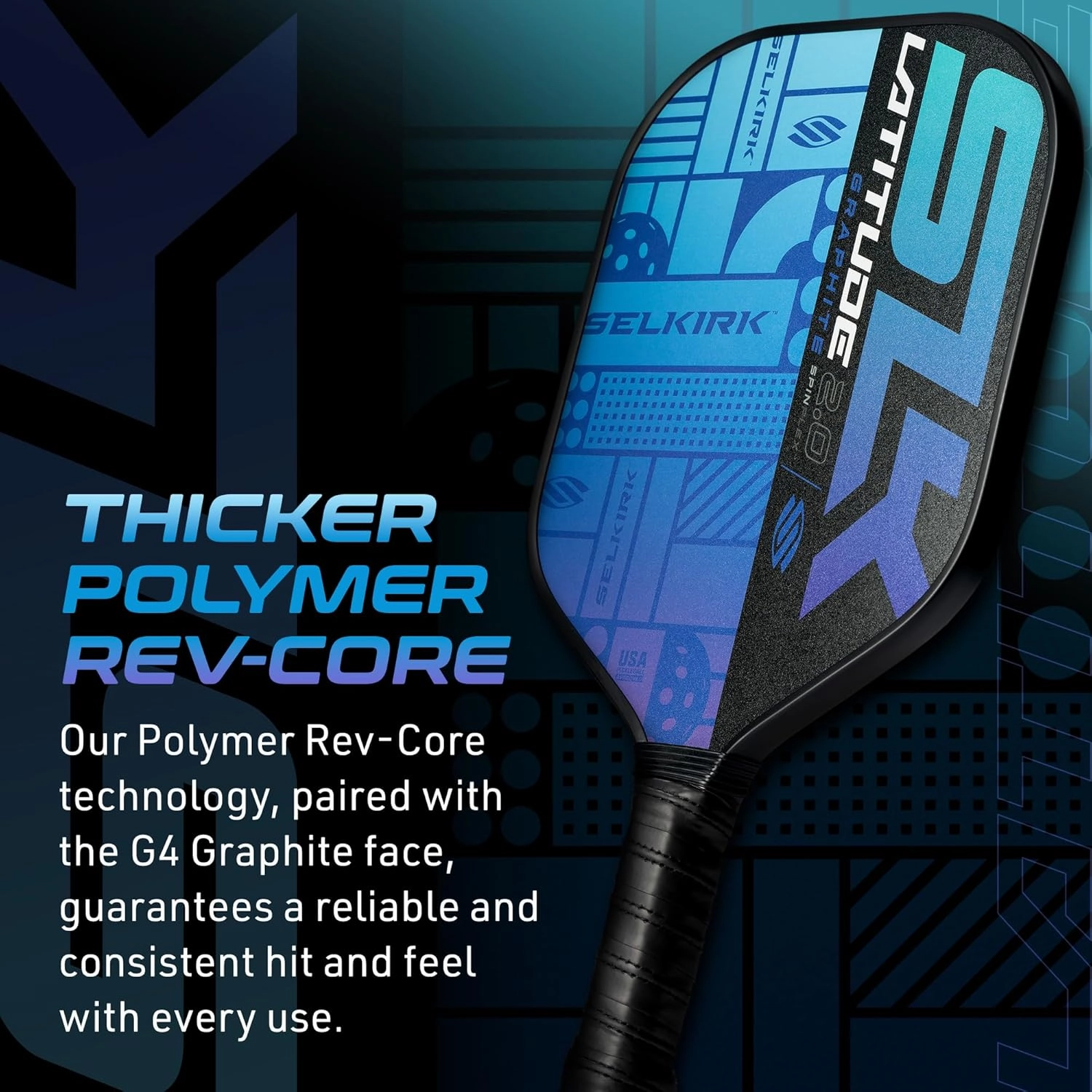 SLK Latitude 2.0 Pickleball Paddle | G4 Graphite Pickleball Paddle Face | Rev-Core  Technology with SpinFlex Surface | Redesigned for Performance and Control