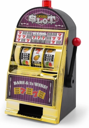 Slot Machine Money Bank for Adults (8.3 * 4.2 * 3.9inch), Lucky Seven Casino Games Toy Piggy Bank with Flashing Lights and Jackpot Sounds for Party and Family-Purple
