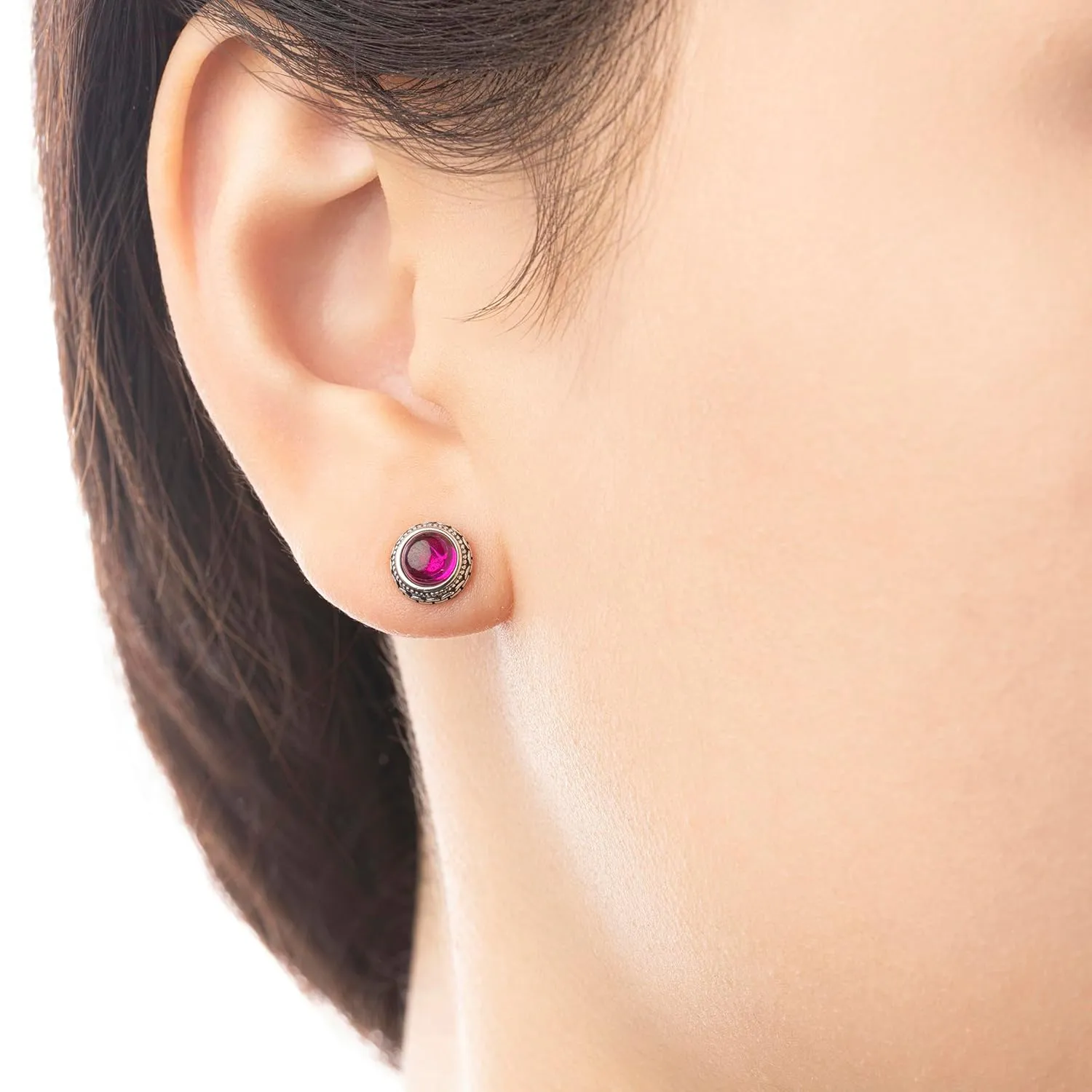 Small Red Ruby Vintage Sterling Silver Hypoallergenic Studs Earrings Jewelry Trendy Dainty Simple Handmade July Birthstone Earrings Jewelry Gifts for Women and Young Lady Her Keenove