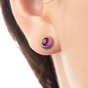 Small Red Ruby Vintage Sterling Silver Hypoallergenic Studs Earrings Jewelry Trendy Dainty Simple Handmade July Birthstone Earrings Jewelry Gifts for Women and Young Lady Her Keenove