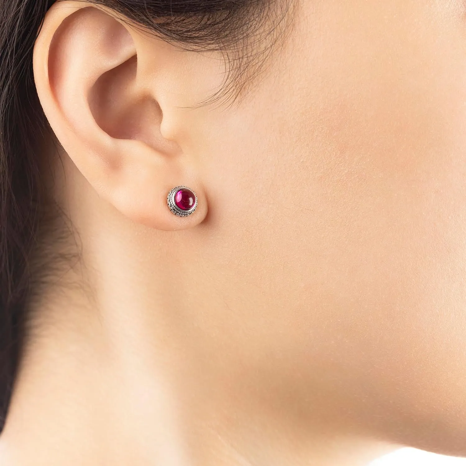 Small Red Ruby Vintage Sterling Silver Hypoallergenic Studs Earrings Jewelry Trendy Dainty Simple Handmade July Birthstone Earrings Jewelry Gifts for Women and Young Lady Her Keenove