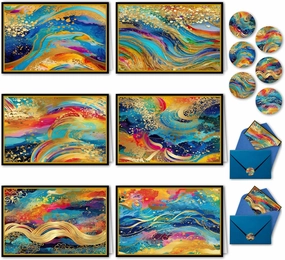 smart scribbles 48 Blank Cards and Envelopes - 4x6” Assorted Note Cards for All Occasions, Rainbow Agate Greeting Cards, Thank You Cards Assortment Pack with Matching Envelope Seals