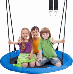 Smartxchoices 48" Saucer Tree Swing for Kids Adults Outdoor Waterproof 360° Rotate Circle Swings Hanging Round Spider Swing Set with Adjustable Hanging Ropes, Tree Park Backyard