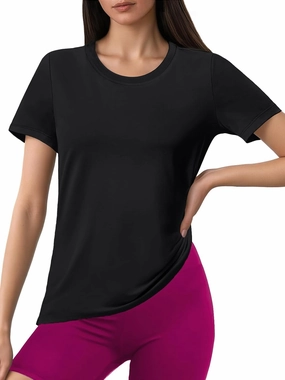 SMENG Short Sleeve Shirts for Women UPF 50  Cotton Crew Neck T Shirt Basic Summer Yoga Running Workout Tops