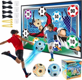 Soccer Ball Game Set for Kids: Indoor Outdoor Backyard Toss Soccer Goal Game with Balls, Toddlers Gift for 3 4 5 6 7 8 Year Old Boy Toys,Foldable Flannel Goals,Ideal for Parent-Child Bonding