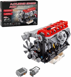 SOHC 3.0L Turbocharged Inline 6 Cylinder Engine Model Kit, Four-Stroke Mini Engine Kit That Runs, 2013PCS MOC Engine Building Blocks Set Engine Building Kit, Toy Gift for Adults