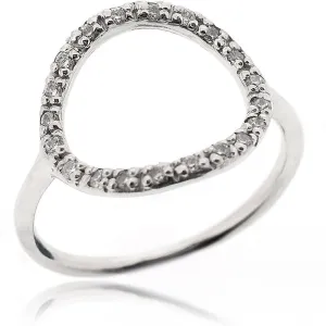 SOVATS 925 Sterling Silver Open Circle Ring for Women – Rhodium Plated with White Cubic Zirconia, Elegant Minimalist Nickel-Free Jewelry