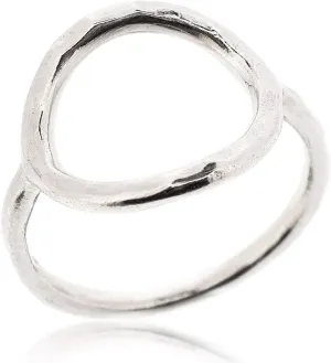 SOVATS 925 Sterling Silver Open Hammered Circle Ring for Women – Rhodium Plated Comfort Fit Minimalist Band, Friendship or Promise Ring