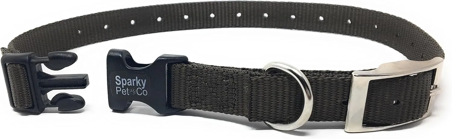 Sparky PetCo Compatible 3/4" Nylon Double Buckle Quick Snap Replacement Strap for Receivers That The Strap Wraps Around E Collar, (Brown)