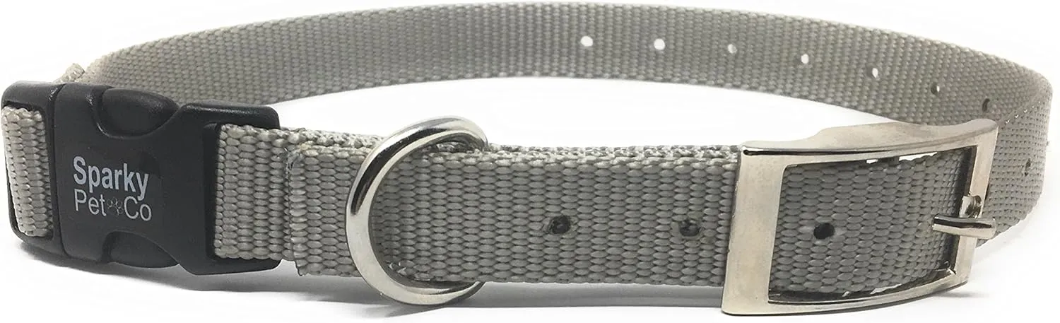 Sparky PetCo Compatible 3/4" Nylon Double Buckle Quick Snap Replacement Strap for Receivers That The Strap Wraps Around E Collar, (Grey)