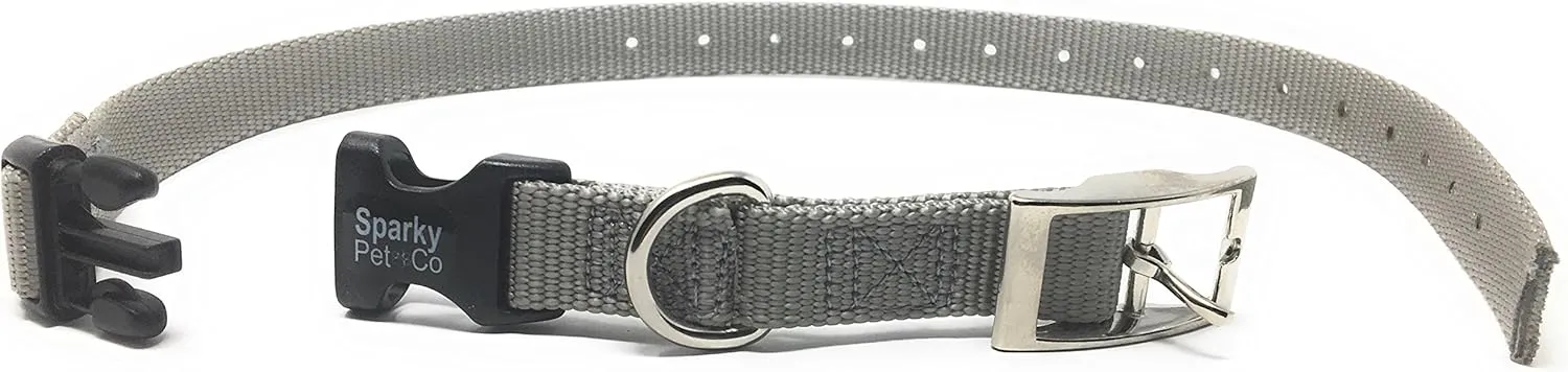 Sparky PetCo Compatible 3/4" Nylon Double Buckle Quick Snap Replacement Strap for Receivers That The Strap Wraps Around E Collar, (Grey)