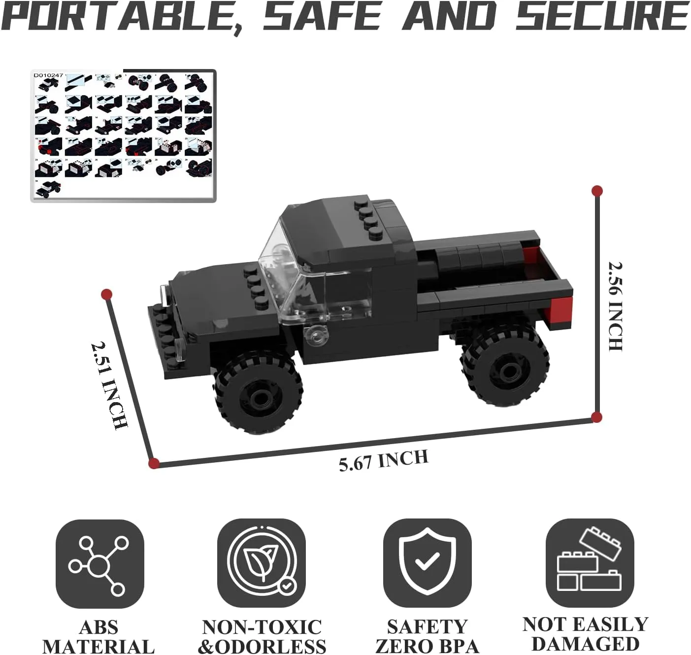 Speed Champions Building Blocks, Collectible Model Cars Kits for Adults and Children, Famous Classic Black Pickup Truck Blocks, Vehicle DIY Building Toys(85PCS)