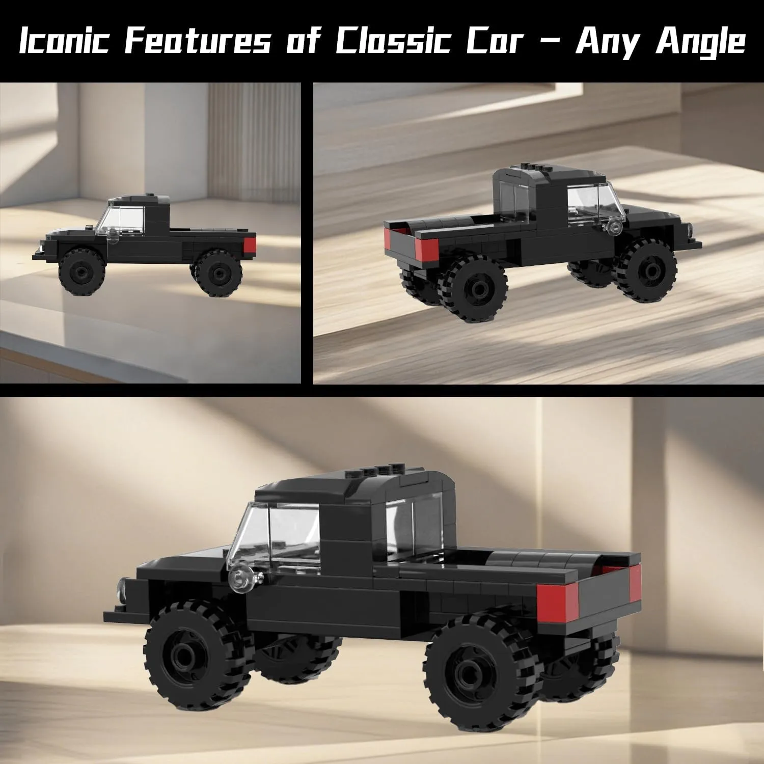 Speed Champions Building Blocks, Collectible Model Cars Kits for Adults and Children, Famous Classic Black Pickup Truck Blocks, Vehicle DIY Building Toys(85PCS)