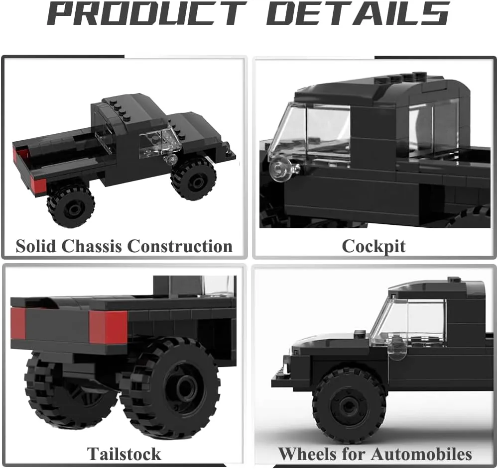 Speed Champions Building Blocks, Collectible Model Cars Kits for Adults and Children, Famous Classic Black Pickup Truck Blocks, Vehicle DIY Building Toys(85PCS)
