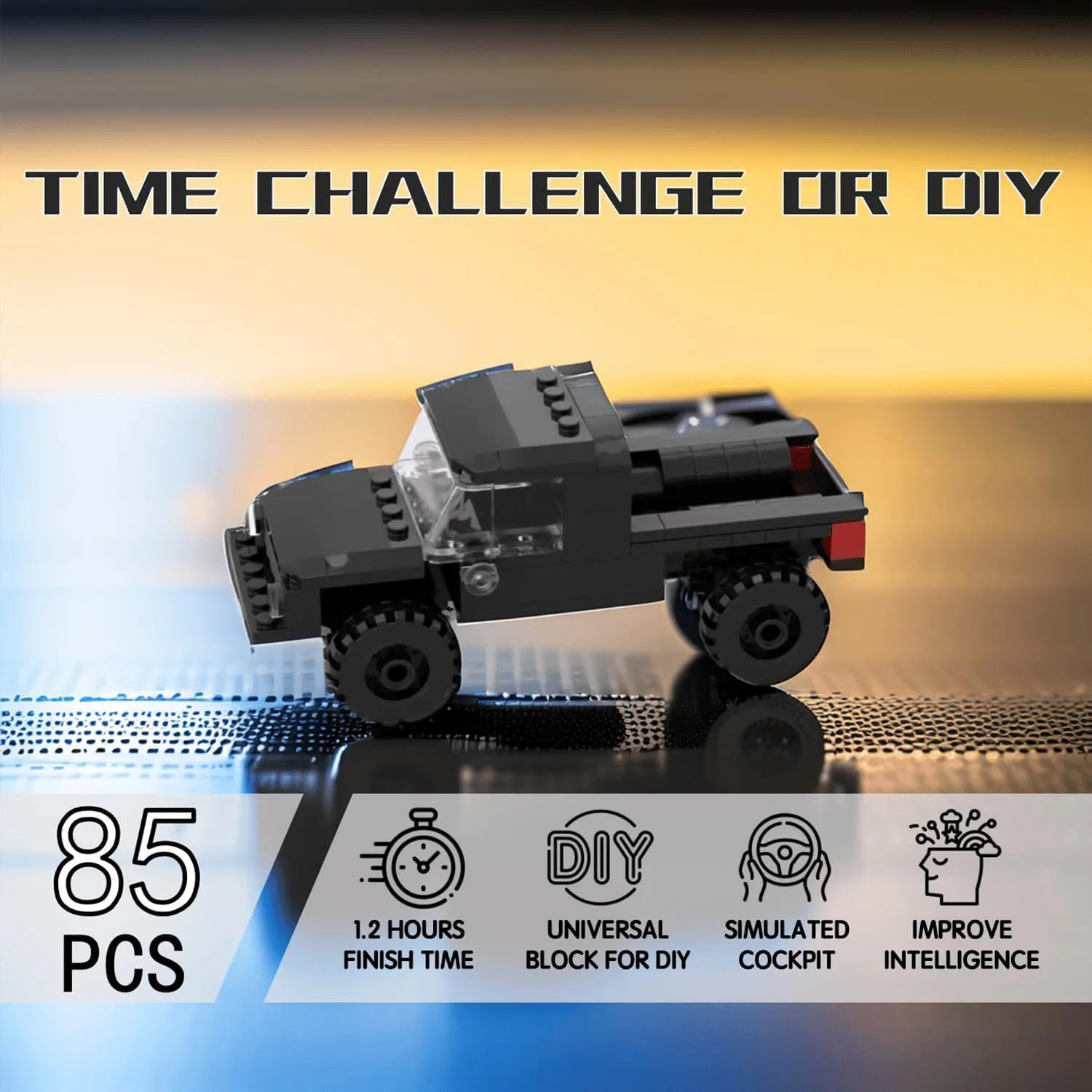 Speed Champions Building Blocks, Collectible Model Cars Kits for Adults and Children, Famous Classic Black Pickup Truck Blocks, Vehicle DIY Building Toys(85PCS)