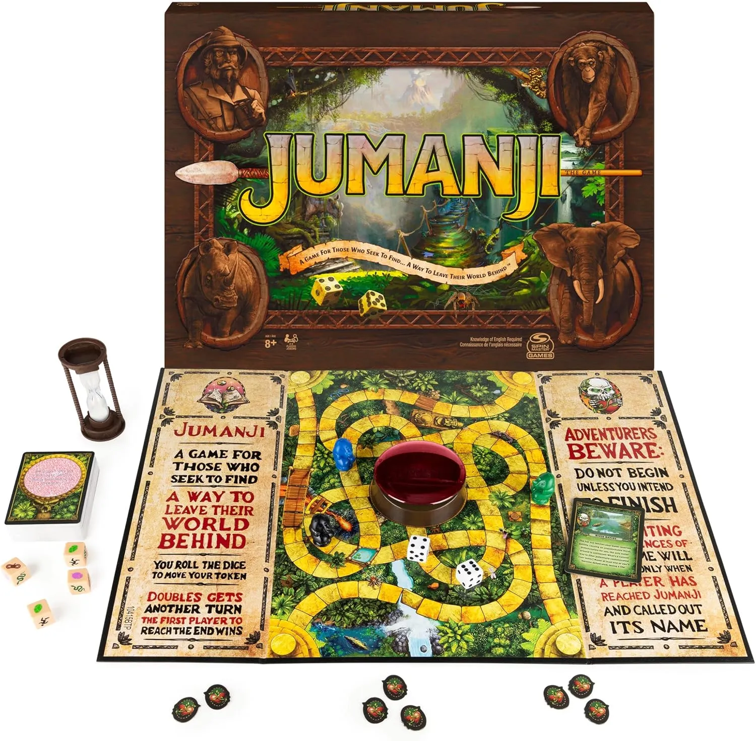 Spin Master Games, Jumanji 30th Anniversary Edition, The Classic Thrilling Adventure Family Board Game Based on The Action-Comedy Movie, Updated Jungle Challenges, 2-4 Players, for Ages 6 & Up