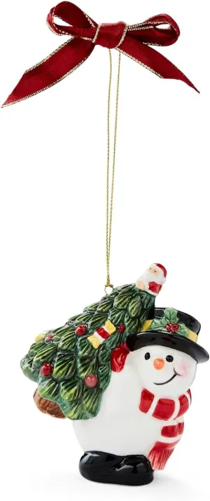 Spode Christmas Tree Snowman Ornament - Festive Holiday Decoration, Novelty Bauble Seasonal Essential - Ideal Holiday Keepsake for Christmas- Collectible Ornament for Home Decoration
