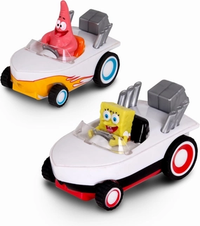 SpongeBob Squarepants Pull Back 2PK SpongeBob & Patrick Hot Rod Boats, Pull Back and Watch them Zoom, No Batteries, No Controls, No Hassle, Fun–Fast–Portable, Great Gift, Official Nickoledeon Licensed