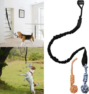 Spring Pole Dog Rope Outdoor Tug of War Toy for Pitbull Medium to Large Dogs Bungee Hanging Exercise Ropes Muscle Builder Interactive Toys (Dog Rope Toys)